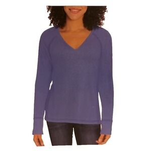 WildFox‎ woman's periwinkle haley brushed long sleeve v neck top Size XXL NWT